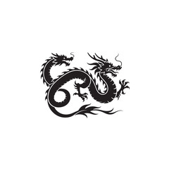 Black Dragon Silhouette – Fantasy Creature Illustration