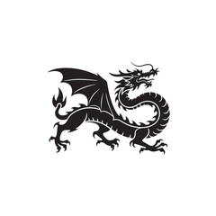 Black Dragon Silhouette – Fantasy Creature Illustration