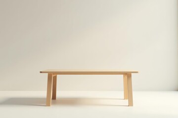 Simple Light Wooden Table on White Background, Perfect for Minimalist Interior Design Projects