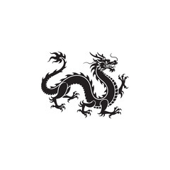 Obraz premium Black Dragon Silhouette – Fantasy Creature Illustration