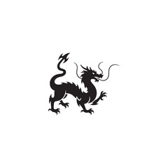 Fototapeta premium Black Dragon Silhouette – Fantasy Creature Illustration
