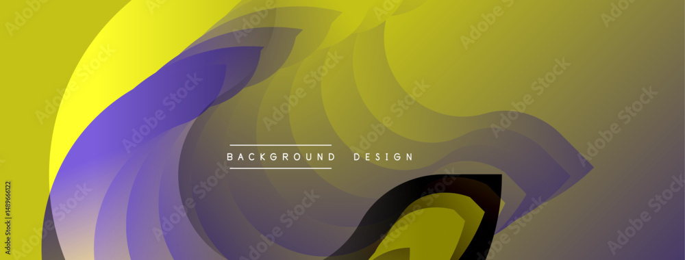 Aufkleber Abstract yellow purple design. Overlapping shapes create dynamic visual effect. Modern background for presentations, websites.