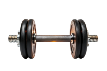 PNG Black and silver dumbbell on black background highlighting fitness and strength