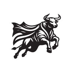 Running Bull with Cape Mascot Logo – Heroic Animal Vector Design