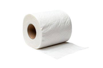 PNG White toilet paper roll on black background with unrolled sheet
