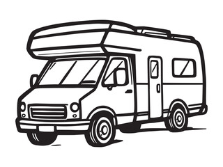 Motorhome vector line art
