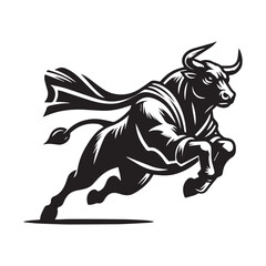 Running Bull with Cape Mascot Logo – Heroic Animal Vector Design