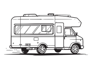 Motorhome vector line art
