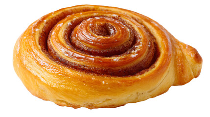 a cinnamon roll on a white surface