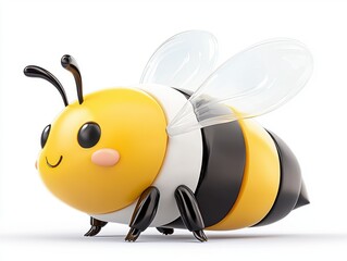 Obraz premium Adorable Yellow and Black Cartoon Bee 3D Render