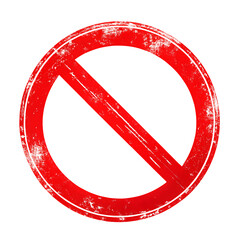 red forbidden sign ink stamp symbol on white background, PNG