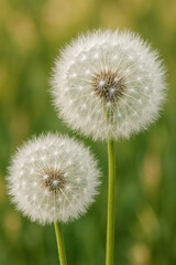 Fototapeta premium Closeup of a White Dandelion Seed Head Against a Soft natural Background