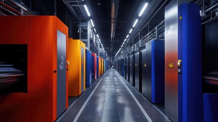 Fototapeta premium Bright paint colors used for easy machine zone identification