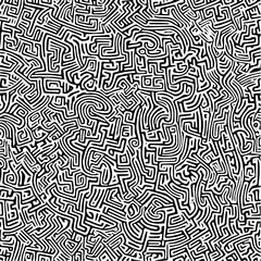 Obraz premium Seamless maze pattern in black and white, geometric labyrinth style, abstract and modern