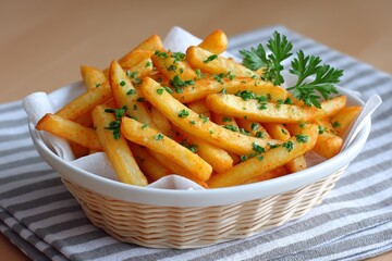 a realistic image of extra thin fries dusted with spicy paprika seasoning