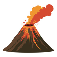 Dramatic volcano eruption with molten lava isolated vector illustration on white background © azzedine