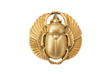 PNG Ancient egyptian golden scarab beetle amulet with intricate wing design