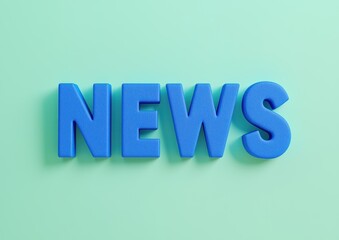Colorful Blue Letters Spelling News on a Soft Mint Background