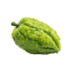 Fresh Chayote Squash with Water Droplets Isolated on white background