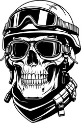 skull wearing a helmet