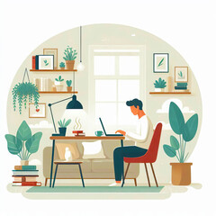 Obraz premium Remote Work From Home Concept 