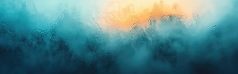 Abstract Condensation On A Cold Glass Surface With A Natural Gradient Background Of Blue And Orange