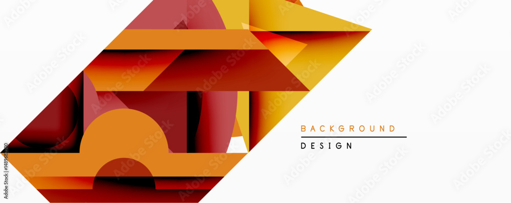 Aufkleber Abstract geometric composition. Overlapping layers create depth, using warm orange, red hues. Modern design element for backgrounds, presentations. Minimalist style.