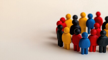 Colorful Figurines Forming a Circle on Beige Background