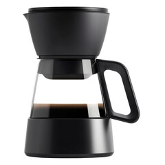 Black coffee maker brewing fresh coffee glass carafe stylish design