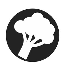 Broccoli Icon in a Black Circle