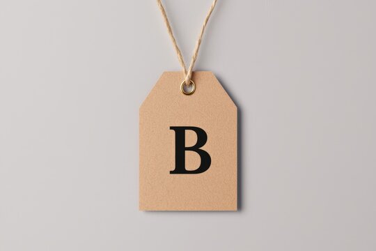 Simple Craft Tag with Letter B on Beige Background for Labeling