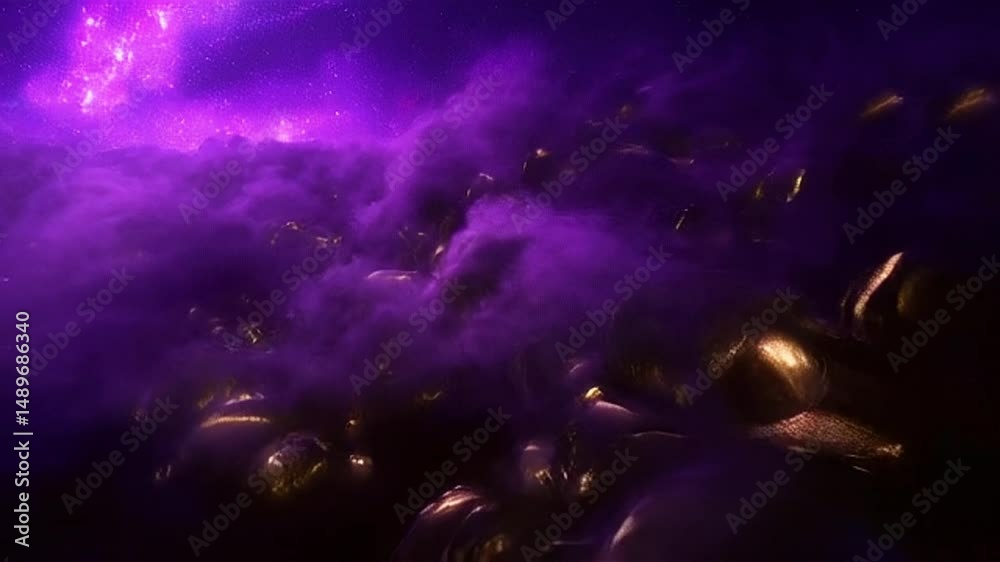 Wall mural abstract fractal galaxy, glowing swirls in deep space, cosmic dust