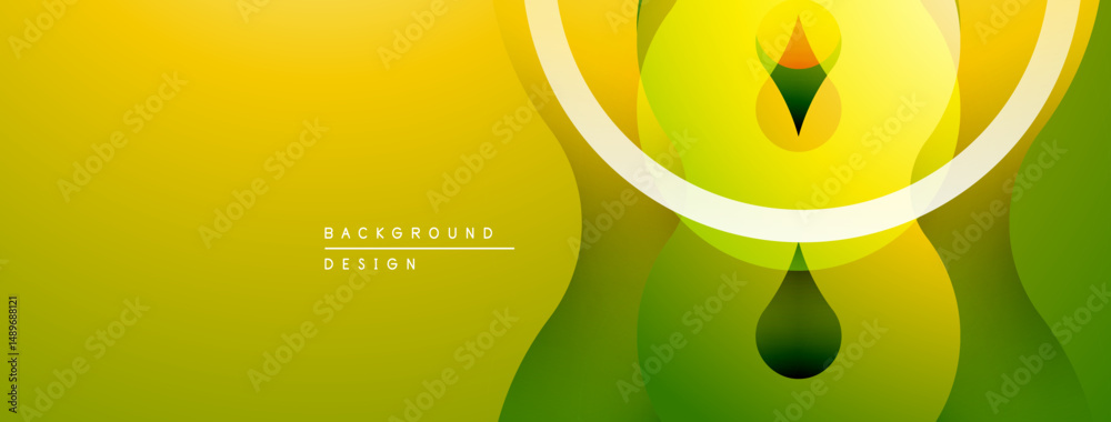Aufkleber Abstract yellow, green gradient. Overlapping circles create dynamic visual effect. Modern design for backgrounds, banners.