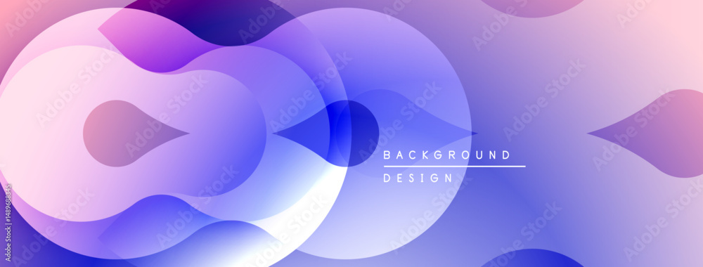 Poster Abstract fluid shapes, gradients, purple hues dominate design. Soft curves create dynamic visual experience. Modern, minimalist aesthetic.