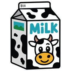 Cartoon milk doodle illustration for dairy concept isolated vector illustration on white background