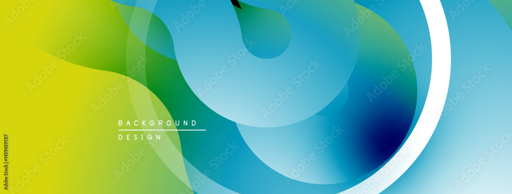 Poster Abstract fluid shapes, vibrant colors blend. Smooth gradients create dynamic visual experience. Modern design element.
