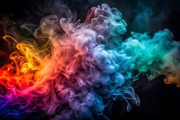 Colorful cloud of smoke is in the air