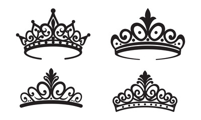 Princes tiara crown or royal diadem line art vector icon for apps and websites