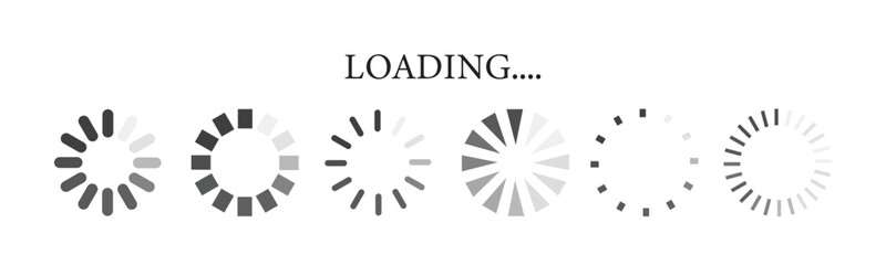 Fototapeta premium Set of loading bar icons, search vector illustration. Loading icon vector set. Collection of loading and buffering symbols for websites, app, logo. Progress load icons design. Vector illustration. 