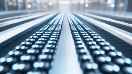 Futuristic conveyor belt, data center, technology, processing, background lights, website banner