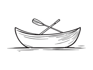 Rowboat vector line art