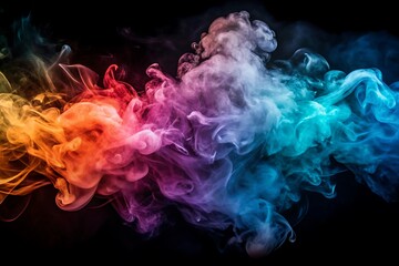 Colorful smoke trail with a rainbow of colors