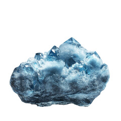 Obraz premium A large chunk of glacial ice isolated on white background showing its texture and crystalline structure