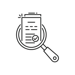 review thin line icon like assesment or audit. stroke trend modern paperwork logotype graphic linear design isolated on white. concept of analyze project or market regulatory or bank statement list