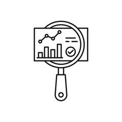 thin line quality control icon like audit validity. concept of key performance indicator or business visualisation. linear trend graphic stroke design lineart logotype web element isolated on white
