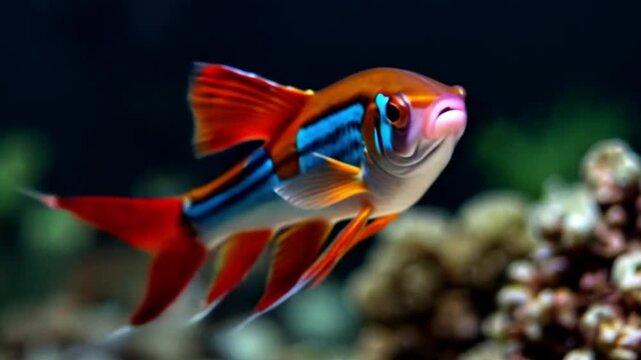 Swordtails fish in  Aquarium video. Ai generated.