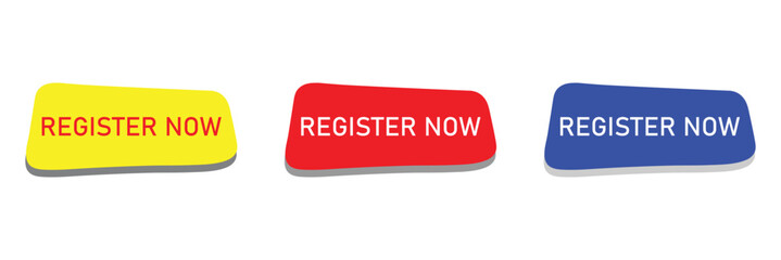 Register now black stroke button isolated on white background. Register Now web templates. Social Media banner. Vector  Illustration . EPS 20 . 