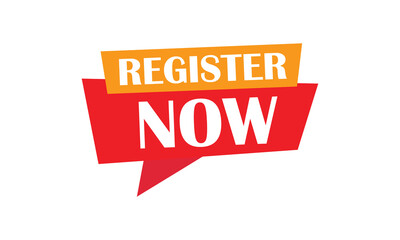 Register now black stroke button isolated on white background. Register Now web templates. Social Media banner. Vector  Illustration . EPS 20 . 