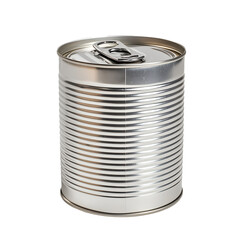 Silver metal food can with pull tab isolated on transparent background