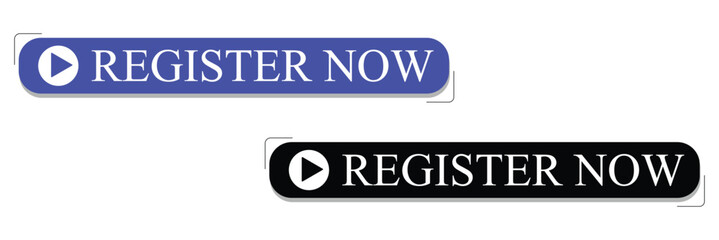Fototapeta premium Register now black stroke button isolated on white background. Register Now web templates. Social&nbsp;Media&nbsp;banner. Vector Illustration&nbsp;.&nbsp;EPS&nbsp;20&nbsp;. 